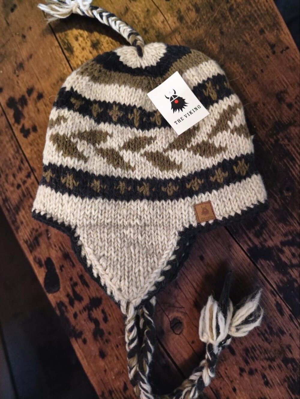 New The Viking Nordic Wool Beanie Fleece Lined Made In Nepal Fisherman Ear Flap